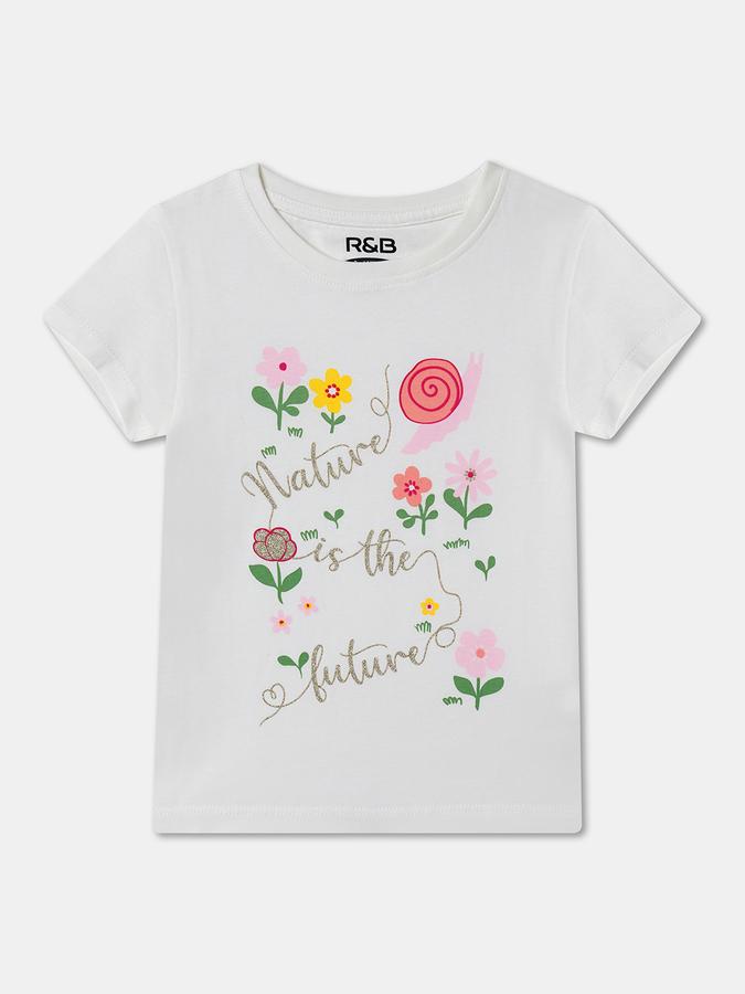 Girls Graphic Print Pure Cotton Regular T Shirt