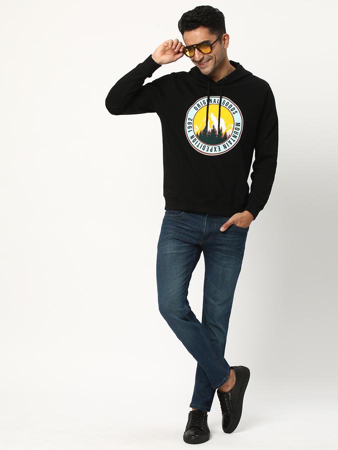 Men Cotton Regular Fit Hooded Graphic Sweatshirt