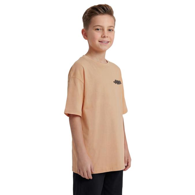 R&B Boy Peach Cotton Printed Round Neck T-Shirt