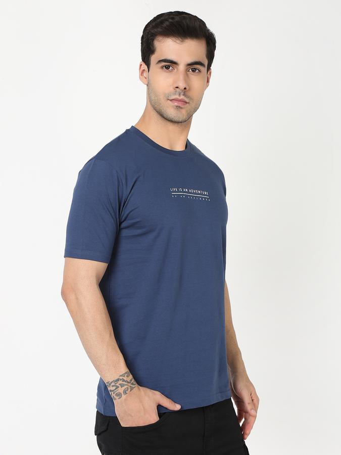 Men Cotton Regular Fit Round Neck Typographic T-shirt