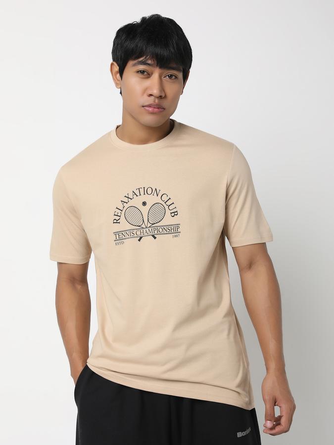 Men Cotton Regular Fit Crew Neck Typographic T-shirt