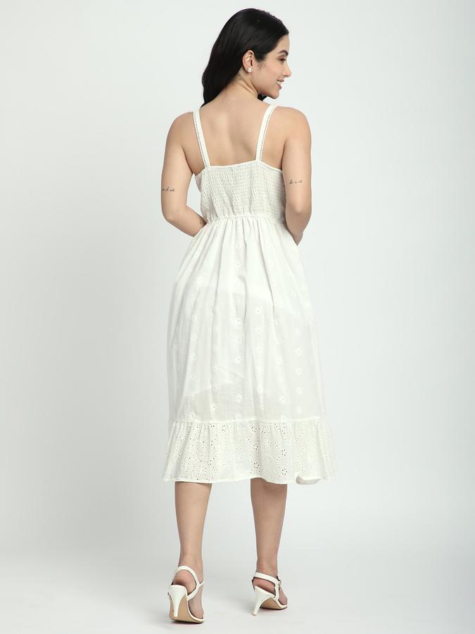 R&B Women's White Printed Dress