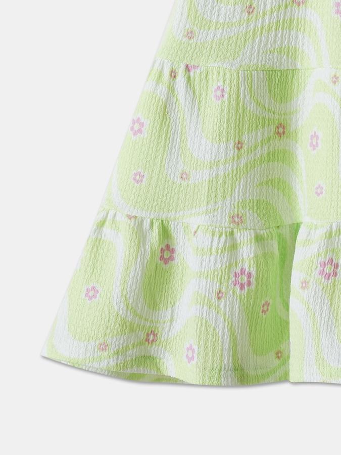 R&B Girls' White Printed Dress
