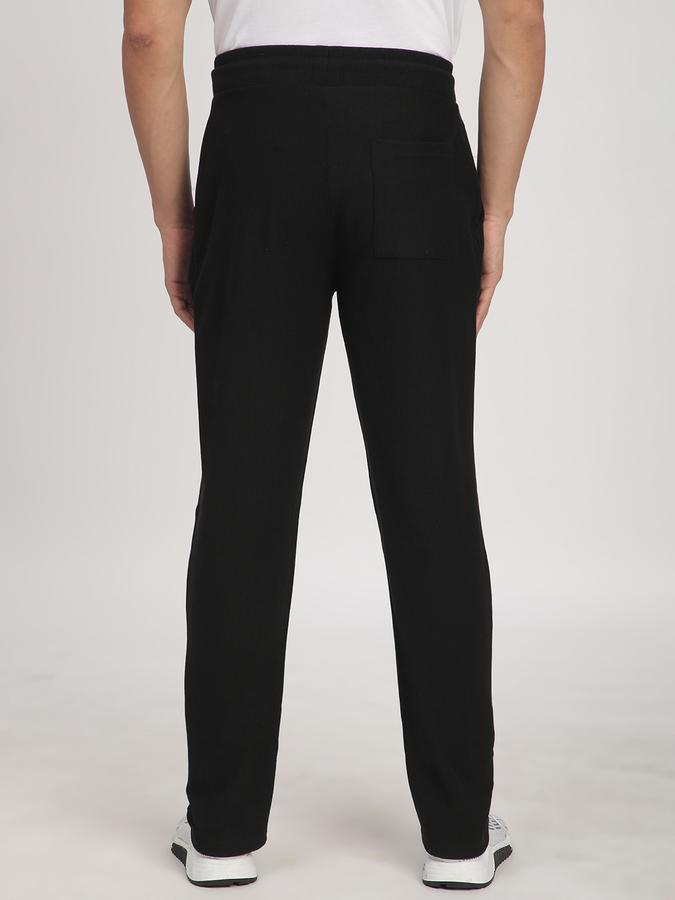 Men Cotton Regular Fit Drawstring Waist Open Hem Trackpants