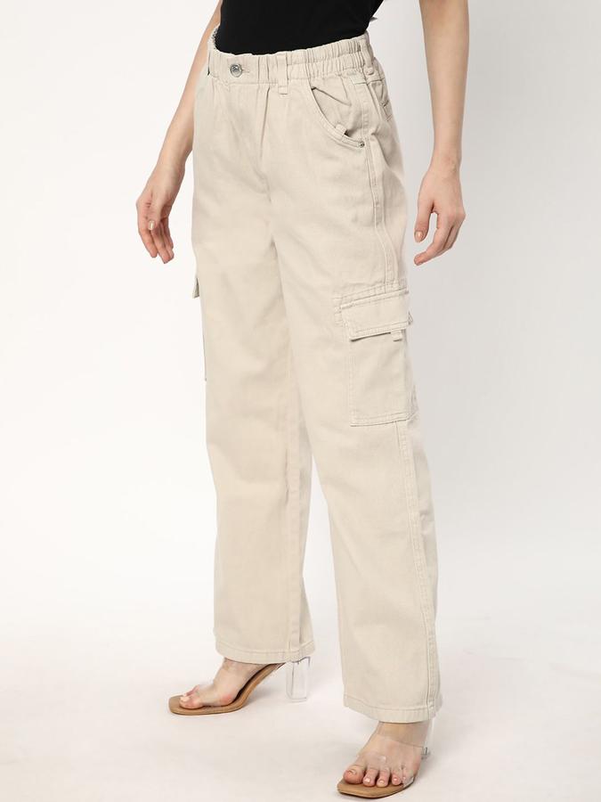 R&B Women Beige Relaxed Fit Mid-Rise Jeans