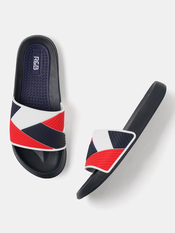 R&B Men Rubber Colour-Blocked Sliders