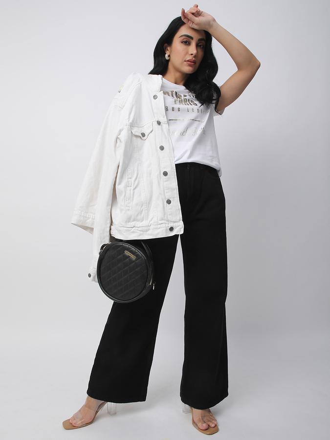 Women Cotton Regular Fit Crew Neck Typographic T-shirt