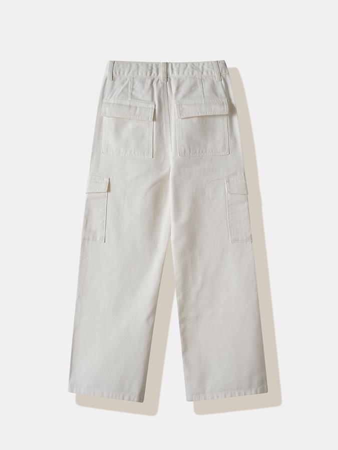 Girls Cotton Regular Fit Button Waist Pockets Pants