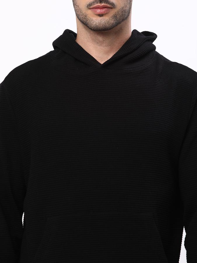 Men Cotton Regular Fit Hooded Solid Sweatshirt