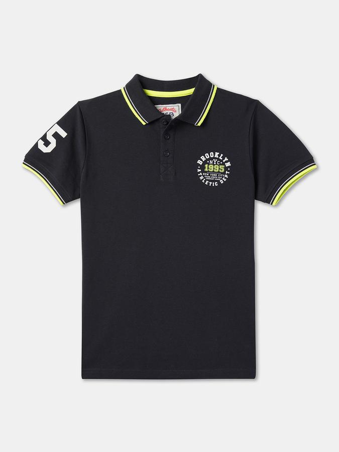 R&B Boys Typographic Print Relaxed Fit Polo T-Shirt image number 0