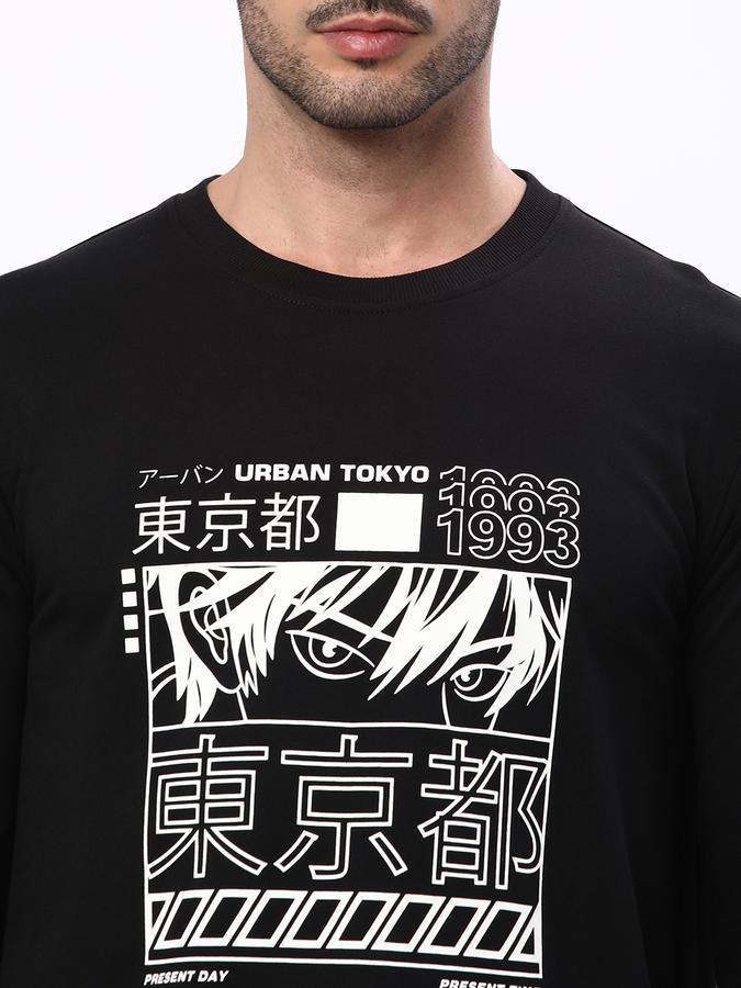 Men Cotton Regular Fit Crew Neck Graphic Sweatshirt