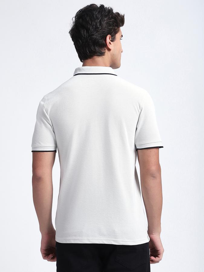 Men Cotton Blend Slim Fit Polo Neck Solid T-shirt