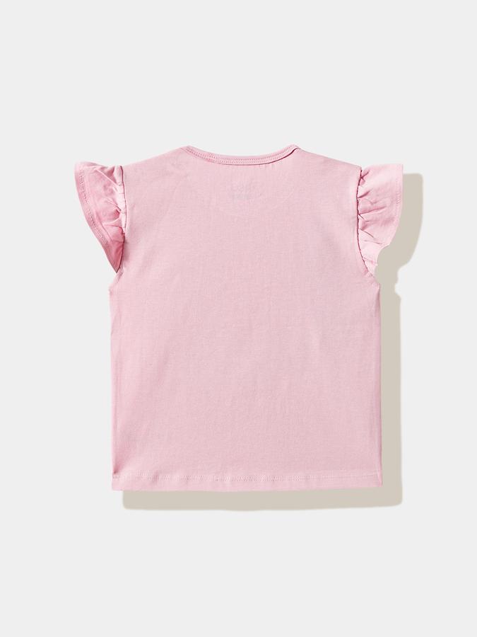 Girls Cotton Regular Fit Crew Neck Graphic T-shirt