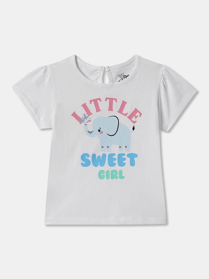 Baby Girls Graphic Print Pure Cotton Regular T Shirt