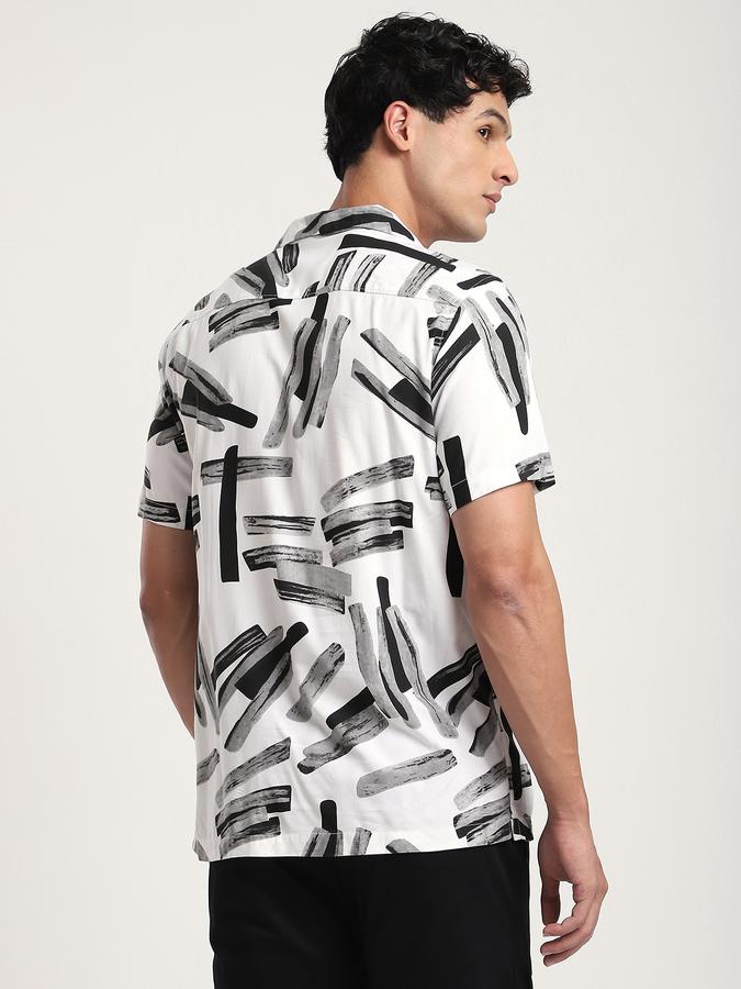 Men Cotton Relaxed Fit Camp Collar Graphic Shirt