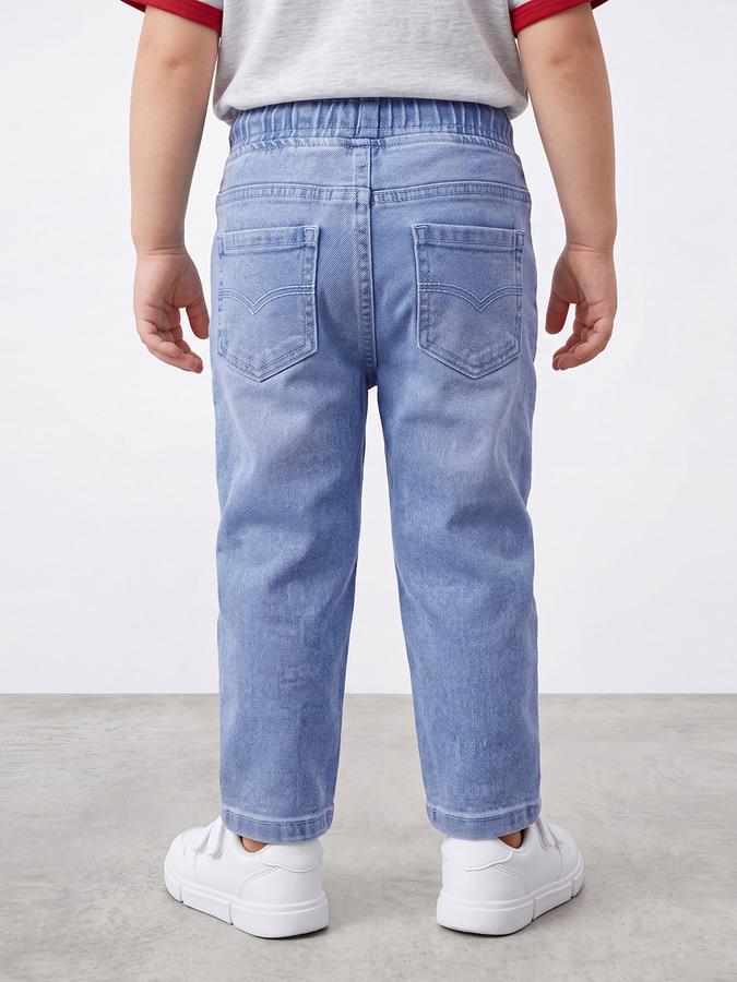 R&B Boys Light Blue Solid Mid Rise Stretchable Jeans