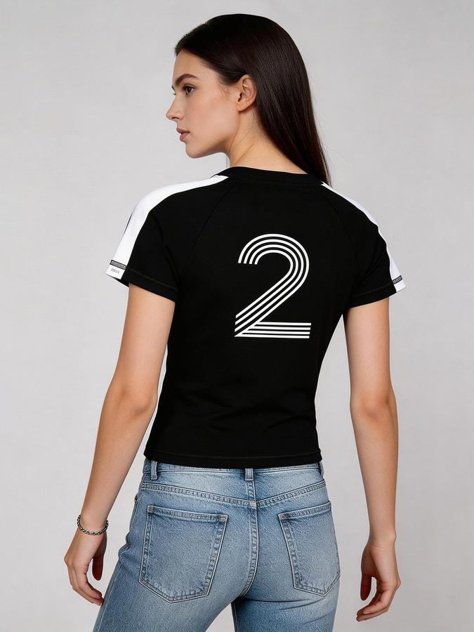 R&B Black Solid Women Fitted Top 