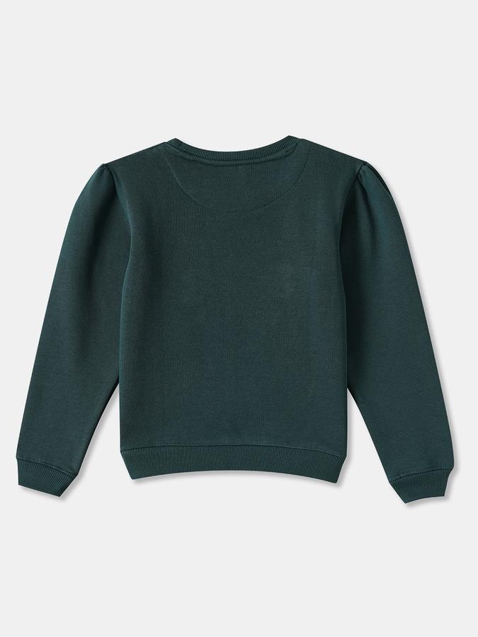 Girls Cotton Blend Regular Fit Crew Neck Graphic Sweatshirt