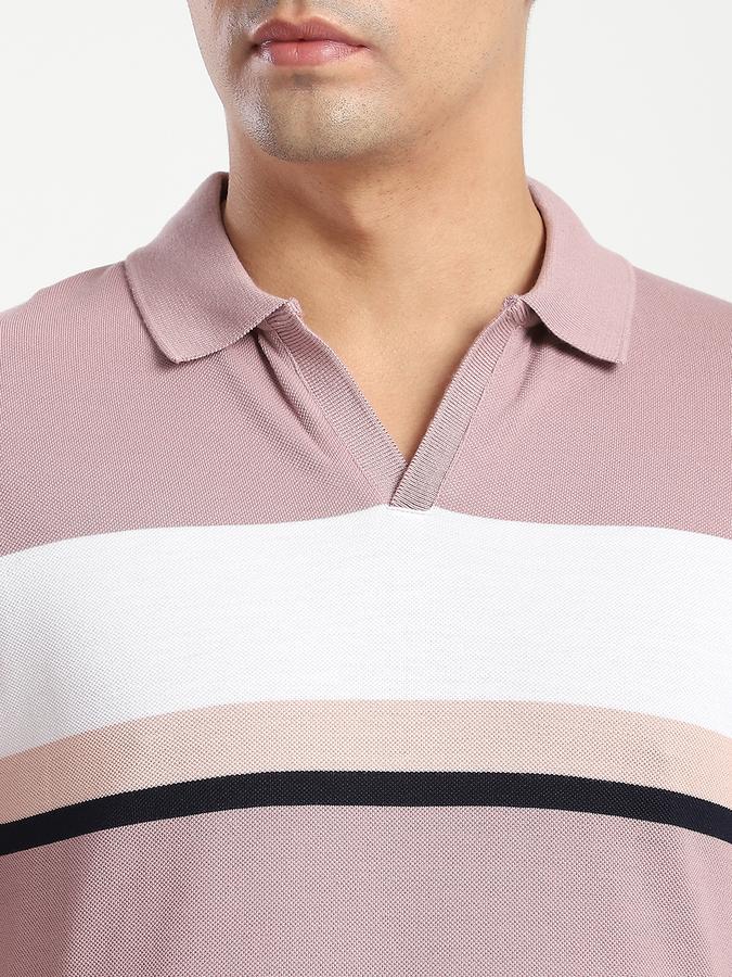 Men Cotton Blend Regular Fit Polo Striped T-shirt