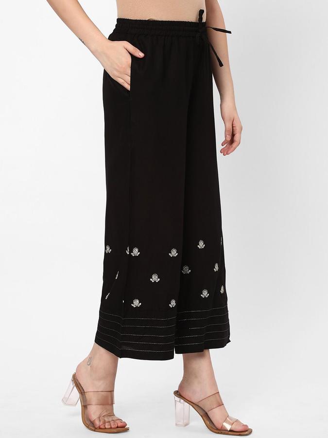 R&B Women Black Embroidered Regular Fit Pants