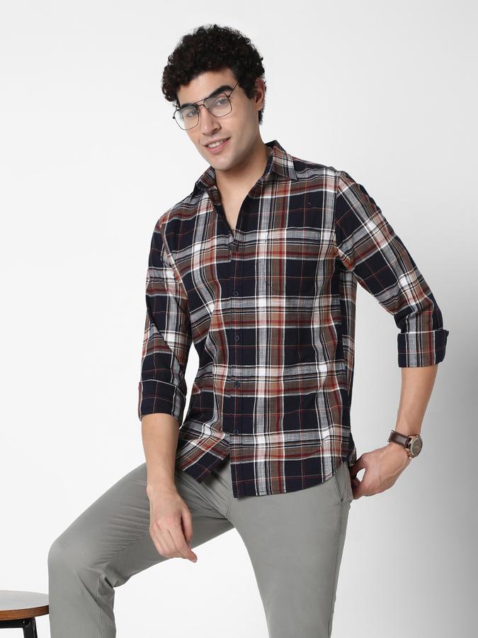 R&B Men's Brown Checked Shirt