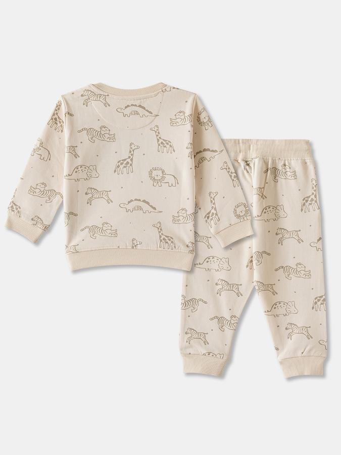 R&B Boys' Beige Printed Co-ord Set