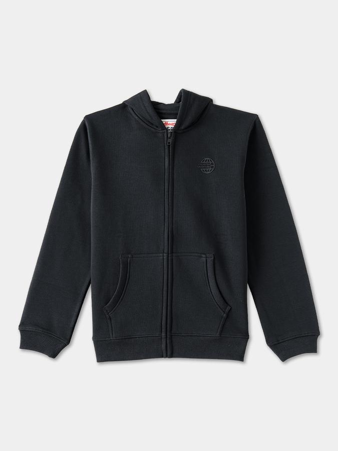 Boys Cotton Hooded Zip Up Solid Jacket