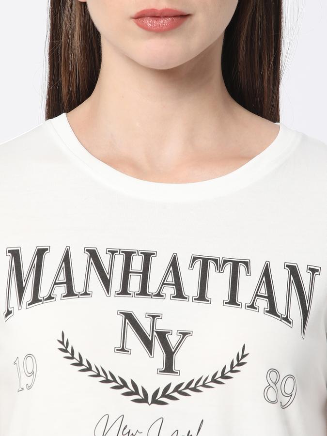 Women Cotton Relaxed Fit Round Neck Graphic T-shirt