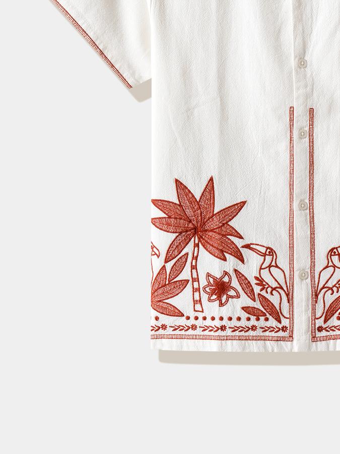 Boys Cotton Regular Fit Short Sleeve Embroidered Shirt