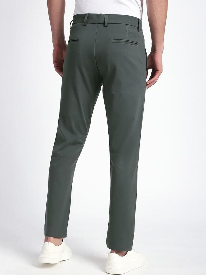 R&B Men Grey Solid Regular Fit Trousers
