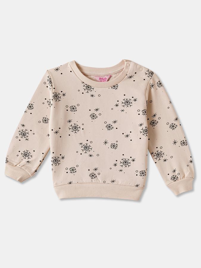 Girls Fleece Regular Fit Crew Neck Printed Sweatshirt