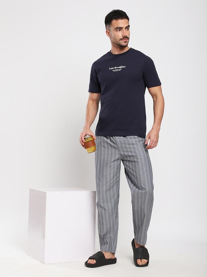 Men Cotton Relaxed Fit Drawstring Waist Striped Pajama Pants