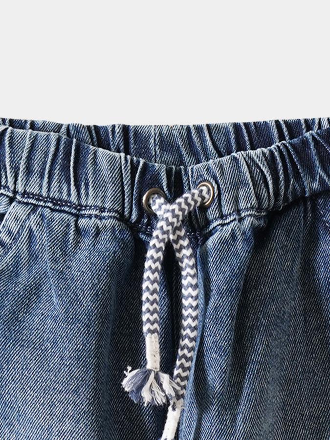 Boys Cotton Regular Fit Drawstring Waist Jogger Cuff Jeans