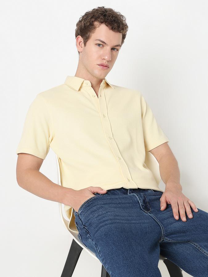 R&B MEN'S YOUNG Short Sleeve KNIT TEXTURE SHIRT