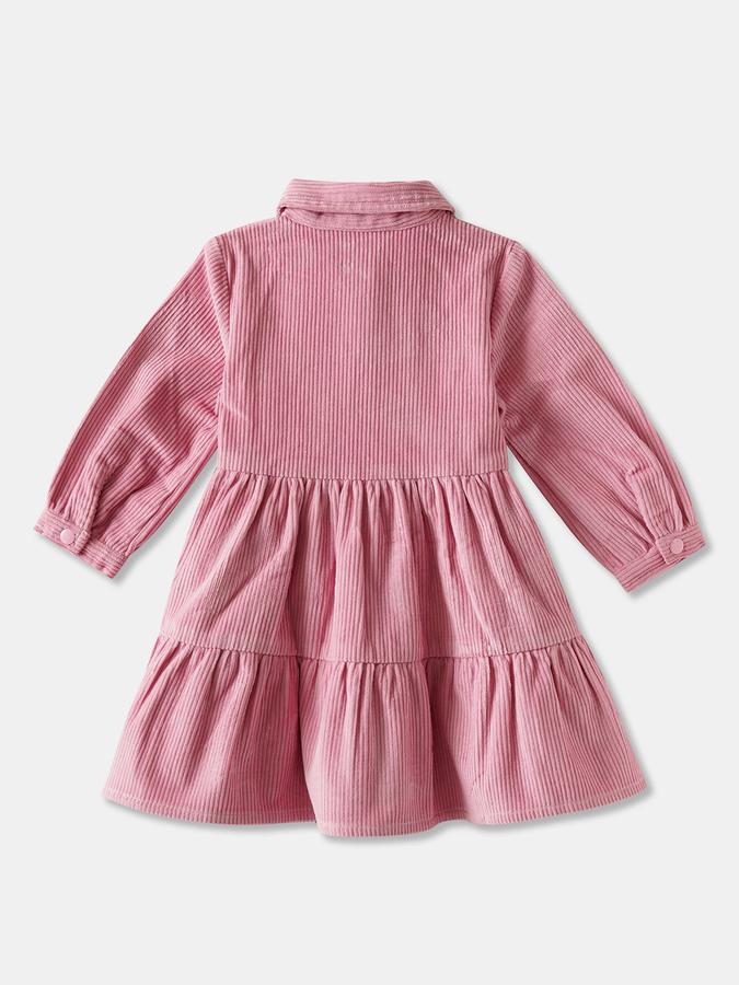 Girls Cotton Regular Fit Collar Neck Tiered Dress
