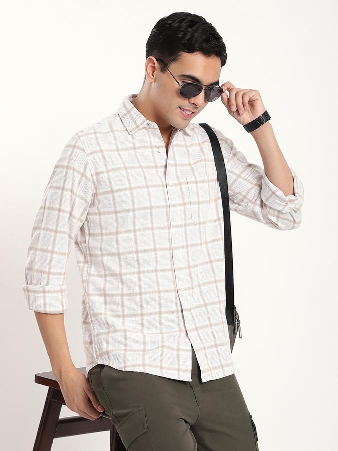 Men Cotton Regular Fit Shirt Collar Checked Shirt