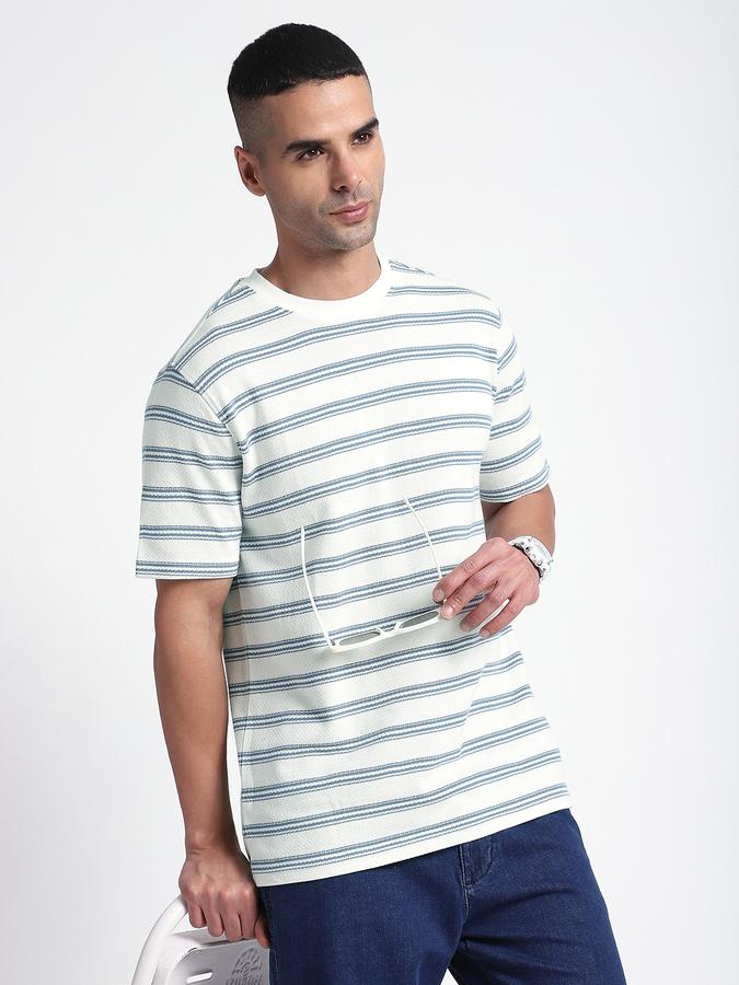 R&B Men's Ivory Striped T-Shirt