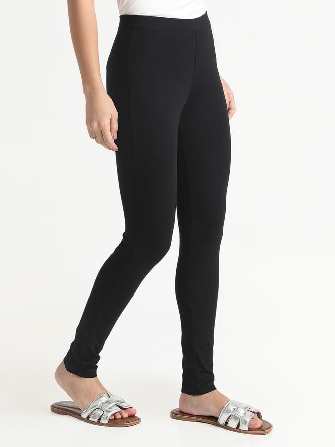 R&B Women Black Solid Leggings