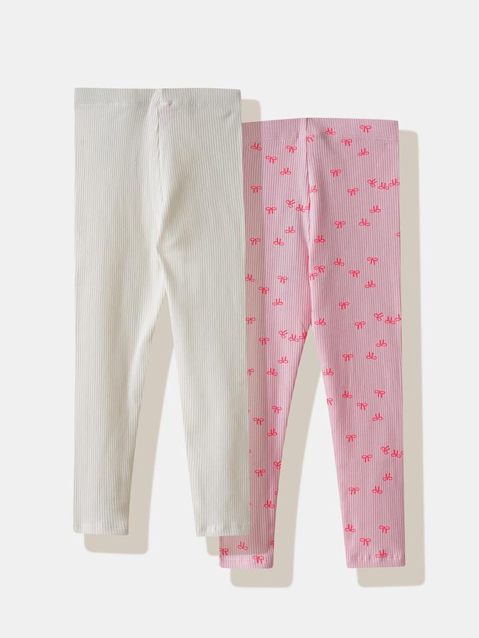 Girls Cotton Skinny Fit Mid Rise Printed Leggings