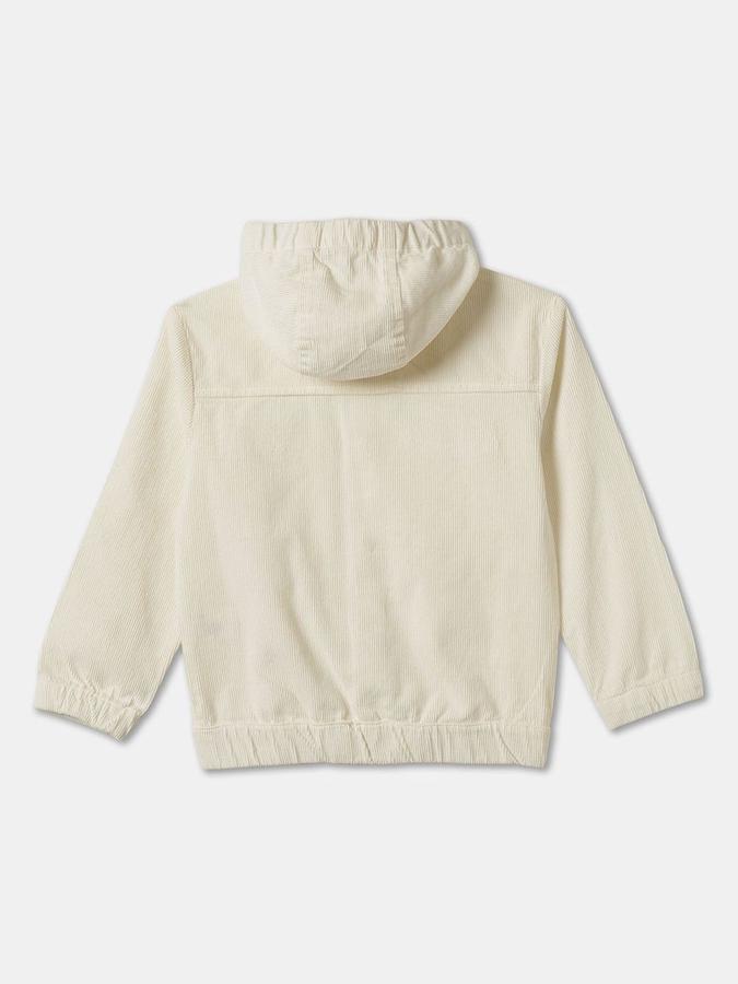 R&B Boys Ivory Full Sleeves Textured Hooded Neck Jacket