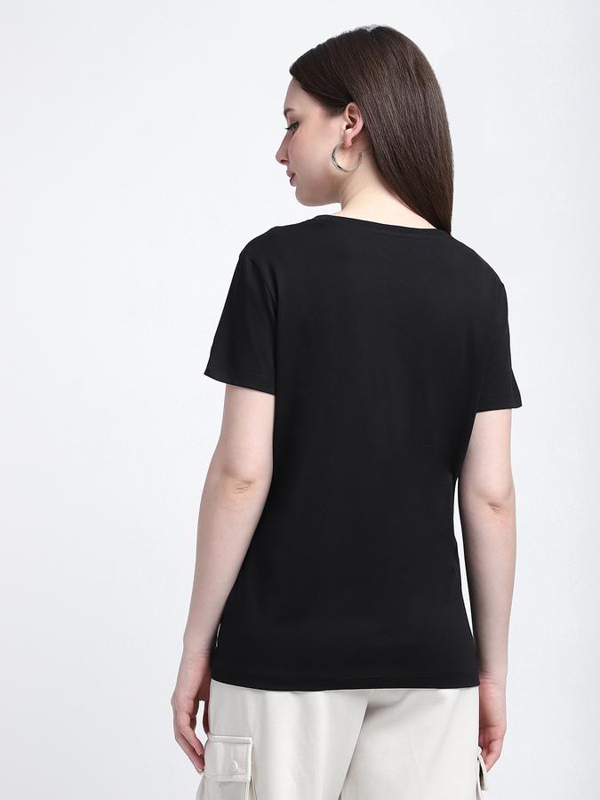 R&B Women Black Typography T-Shirt
