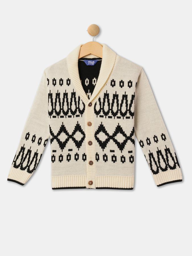 R&B Boys' Ivory Printed Sweater