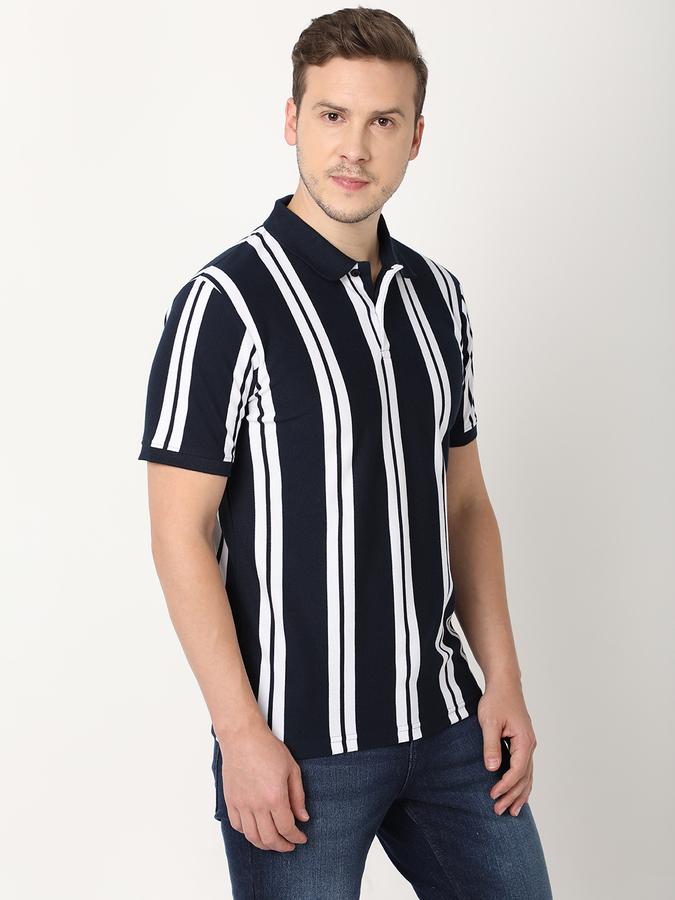 Men Striped Regular Fit Polo T-Shirt image number 2