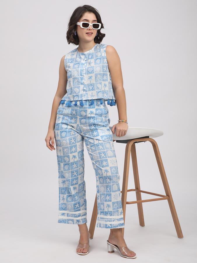 Women Cotton Regular Fit Round Neck Printed Ethnic Top