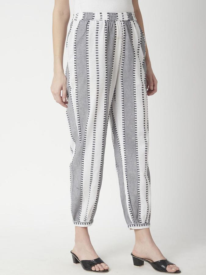 R&B Women Black Printed Regular Fit Pants