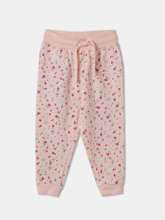 Girls Floral Print Full Sleeve Hoodie with Trousers Set