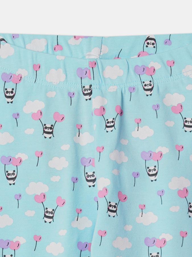 Girls Cotton Blend Skinny Fit Elastic Waist Printed Leggings