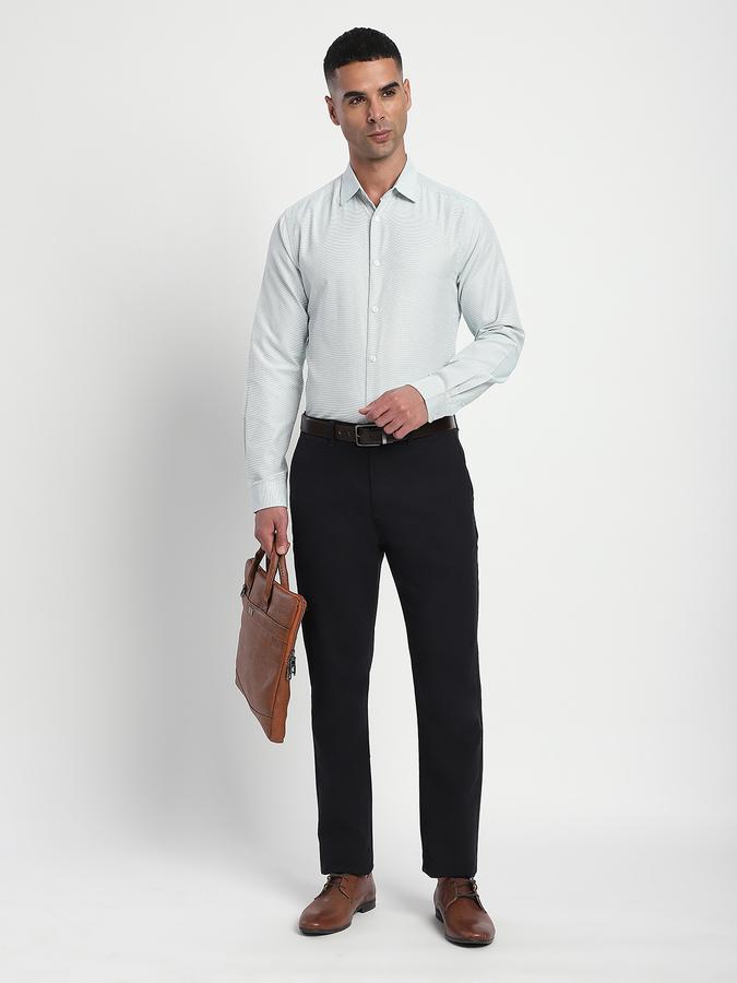 Men Cotton Blend Slim Fit Button-Down Collar Textured Shirt