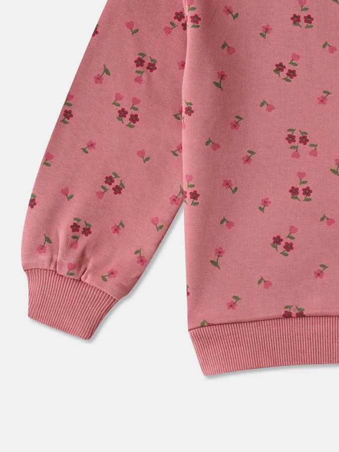 Girls Fleece Regular Fit Crew Neck Printed Sweatshirt
