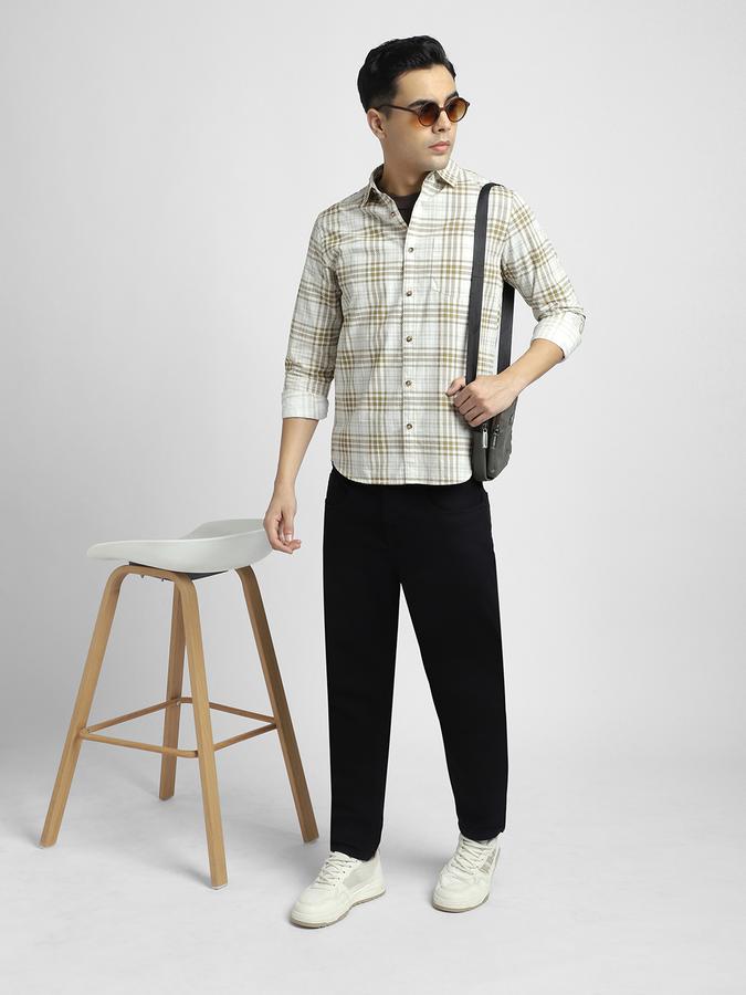 R&B Men's Beige Checked Shirt